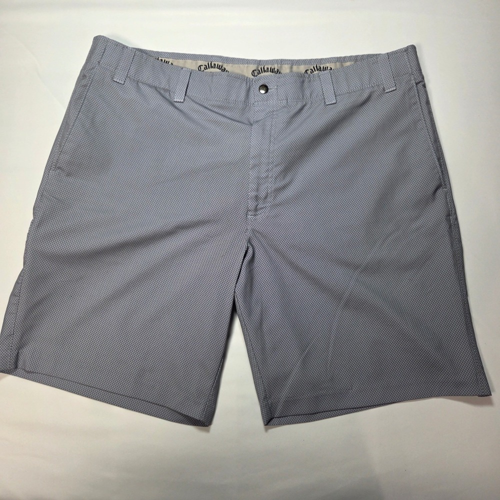 Callaway Mens Grey Micro Diamond Print Golf Shorts Size 42 Stretch Performance